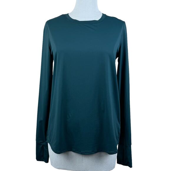 Women's Athleta Green Split Back Long Sleeve Activewear Nylon Blend Athleisure S - Picture 4 of 10